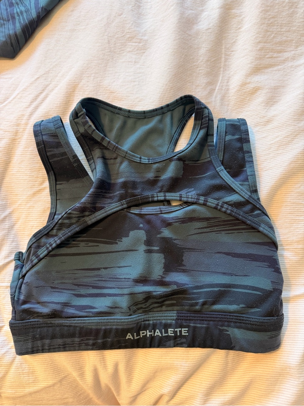 Alphalete Green Camo-Print Sports Bra